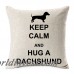 Dachshund perro cojín cubre mantener la calma y abrazar un Dachshund almohada 45X45 cm dormitorio sofá Decoración ali-11655848